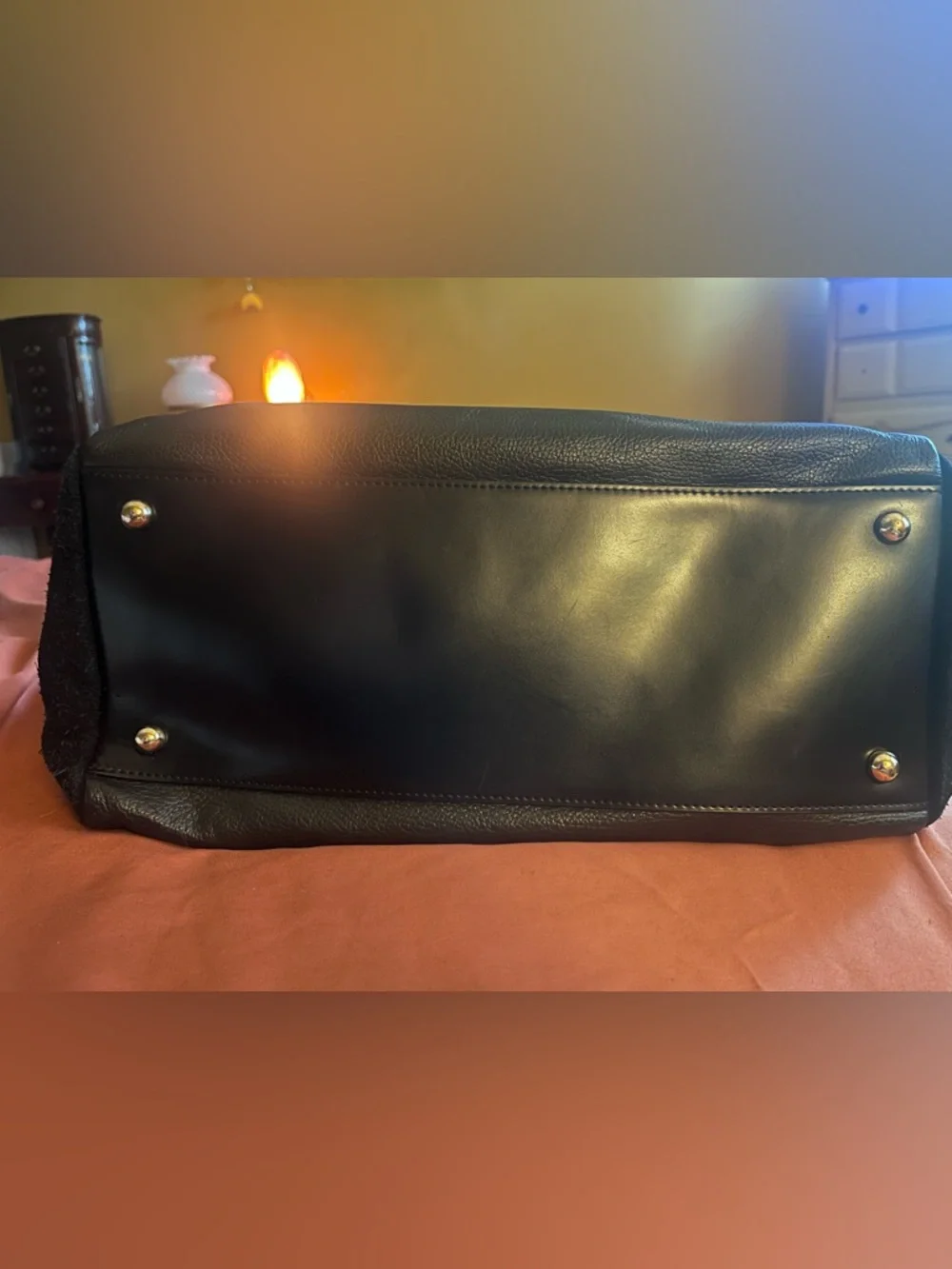 CROMIA Black Italian leather and suede satchel